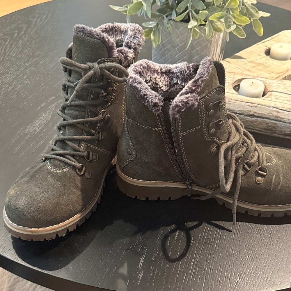 Women's Fur-Lined Ankle Boots in Dark Gray